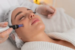 Woman receiving skin laxity treatment in Mount Kisco, NY.